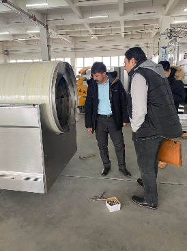 Iran customs visit our factory test 8 meters continuous roasting line