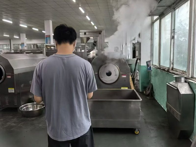 Testing coffee bean roasting machines for customers